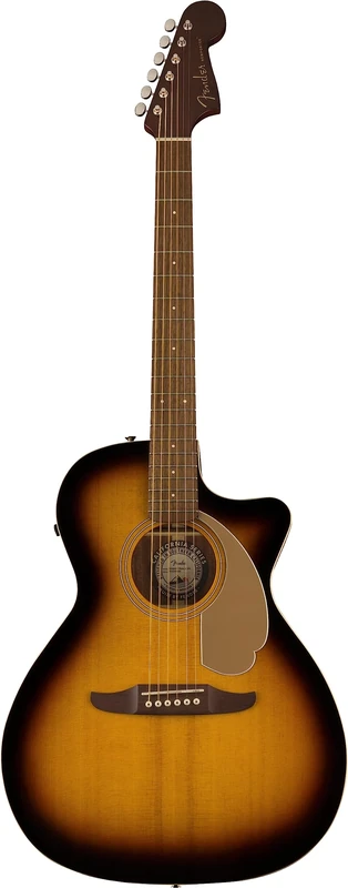 Fender Newporter Player Acoustic Guitar, Walnut Fingerboard, Gold Pickguard, Sunburst