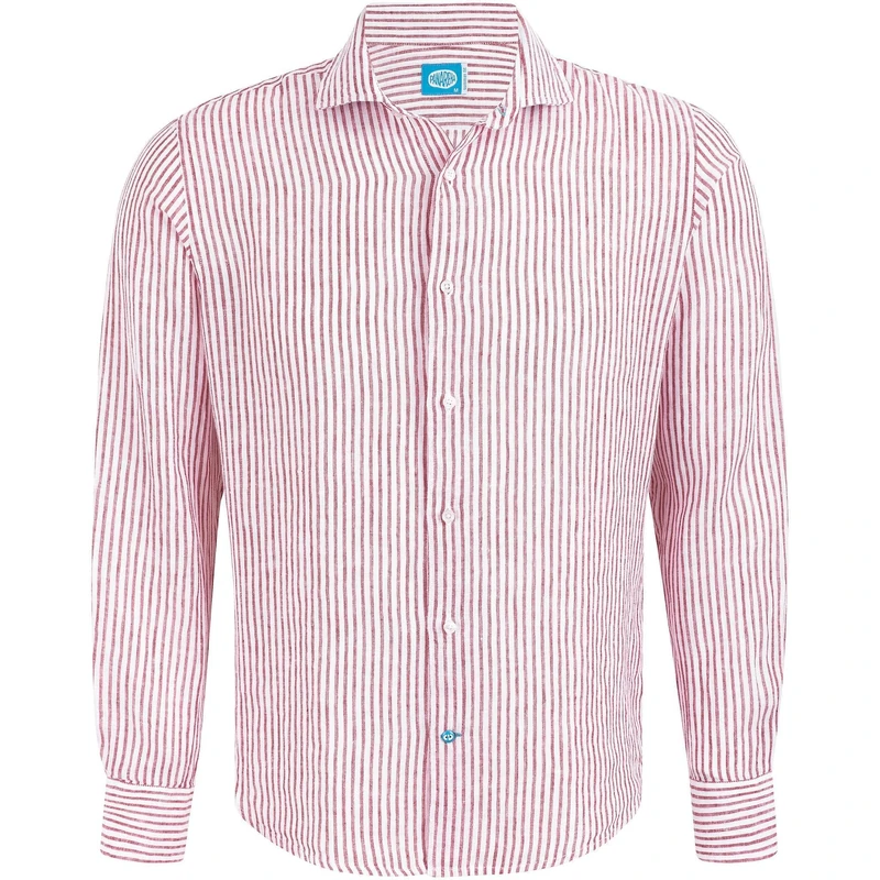 Panareha Men's Striped Linen Shirt Corsica Red (L)
