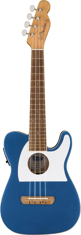 Fender Fullerton Tele® Uke, Walnut Fingerboard, White Pickguard, Lake Placid Blue