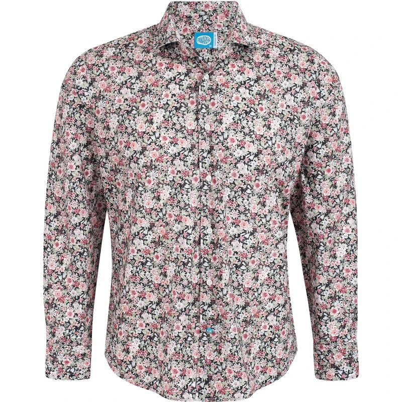 Panareha Men's Floral Shirt Positano Navy, Pink (S)