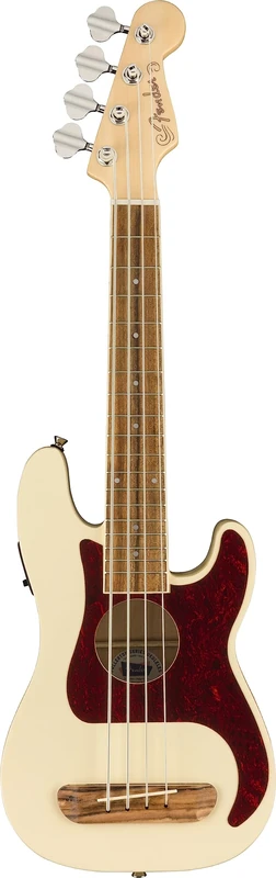 Fender Fullerton Precision Bass® Uke, Walnut Fingerboard, Tortoiseshell Pickguard, Olympic White
