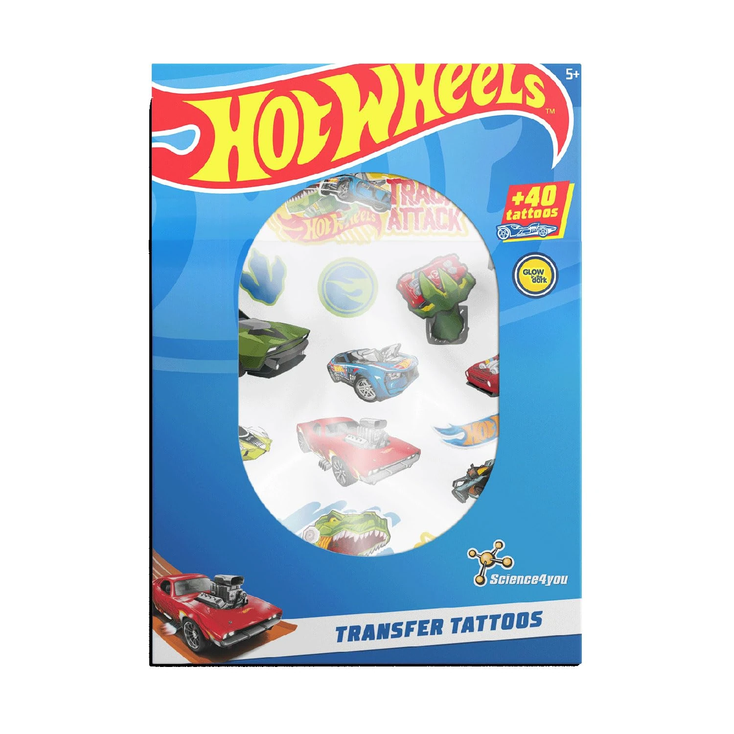 Science4you Temporary Tattoos - Hot Wheels Stickers for Hot Wheels Party, Kit of Transfer Tattoos for Kids, Gift for Boys & Girls Age 5 6 7 8 9+ Years