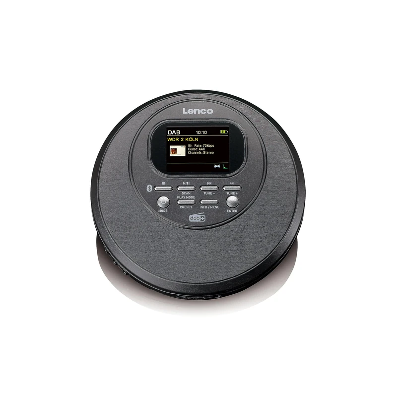 Lenco CD-500 Portable CD Player - Diskman - Bluetooth Walkman - DAB+ Radio - Anti-shock - Audio Book Function - Integrated Battery - Black