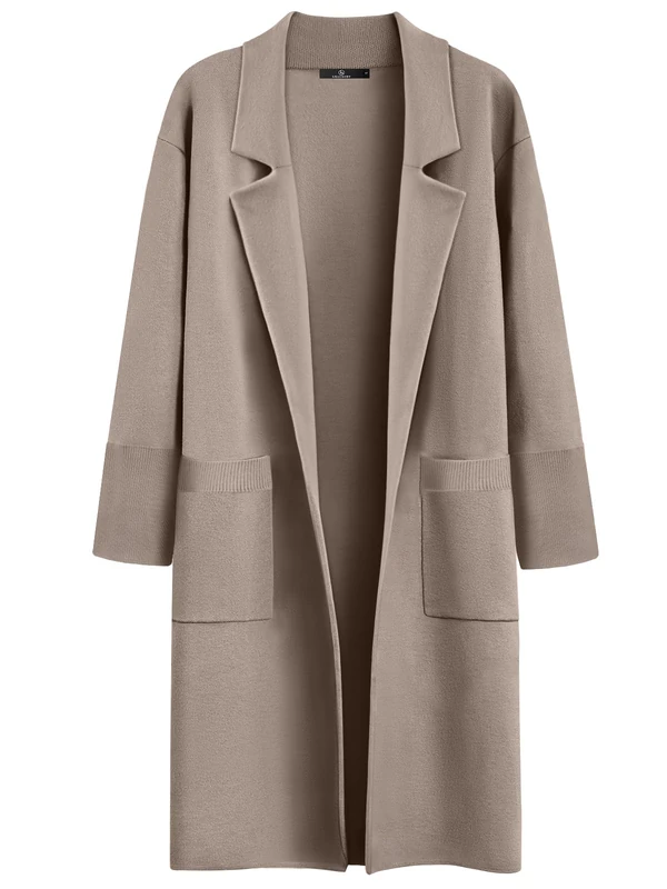 LILLUSORY Women's Long Dressy Cardigan Sweaters Fall Oversized Coatigan Jackets 2025 Knit Business Casual Winter Coats, Light Tan, L