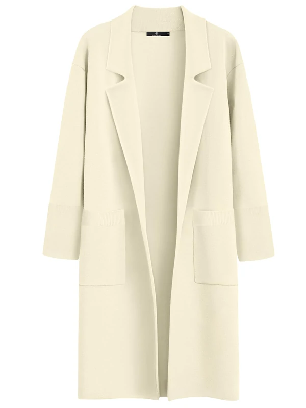 LILLUSORY Women's Long Dressy Cardigan Sweaters Fall Oversized Coatigan Jackets 2025 Knit Business Casual Winter Coats, Beige, L