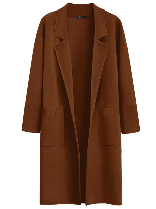 LILLUSORY Women's Long Dressy Cardigan Sweaters Fall Oversized Coatigan Jackets 2025 Knit Business Casual Winter Coats, Caramel, M