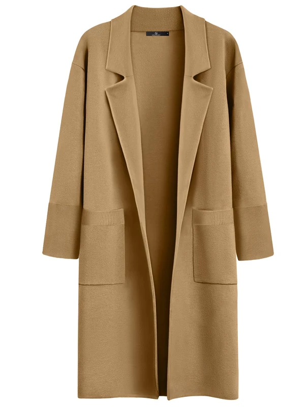LILLUSORY Women's Long Dressy Cardigan Sweaters Fall Oversized Coatigan Jackets 2025 Knit Business Casual Winter Coats, Camel, Large