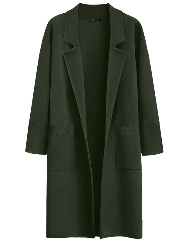 LILLUSORY Women's Long Dressy Cardigan Sweaters Fall Oversized Cozy Jacket Outfits 2025 Date Night Winter Trench Coats, Green, M - Image 1