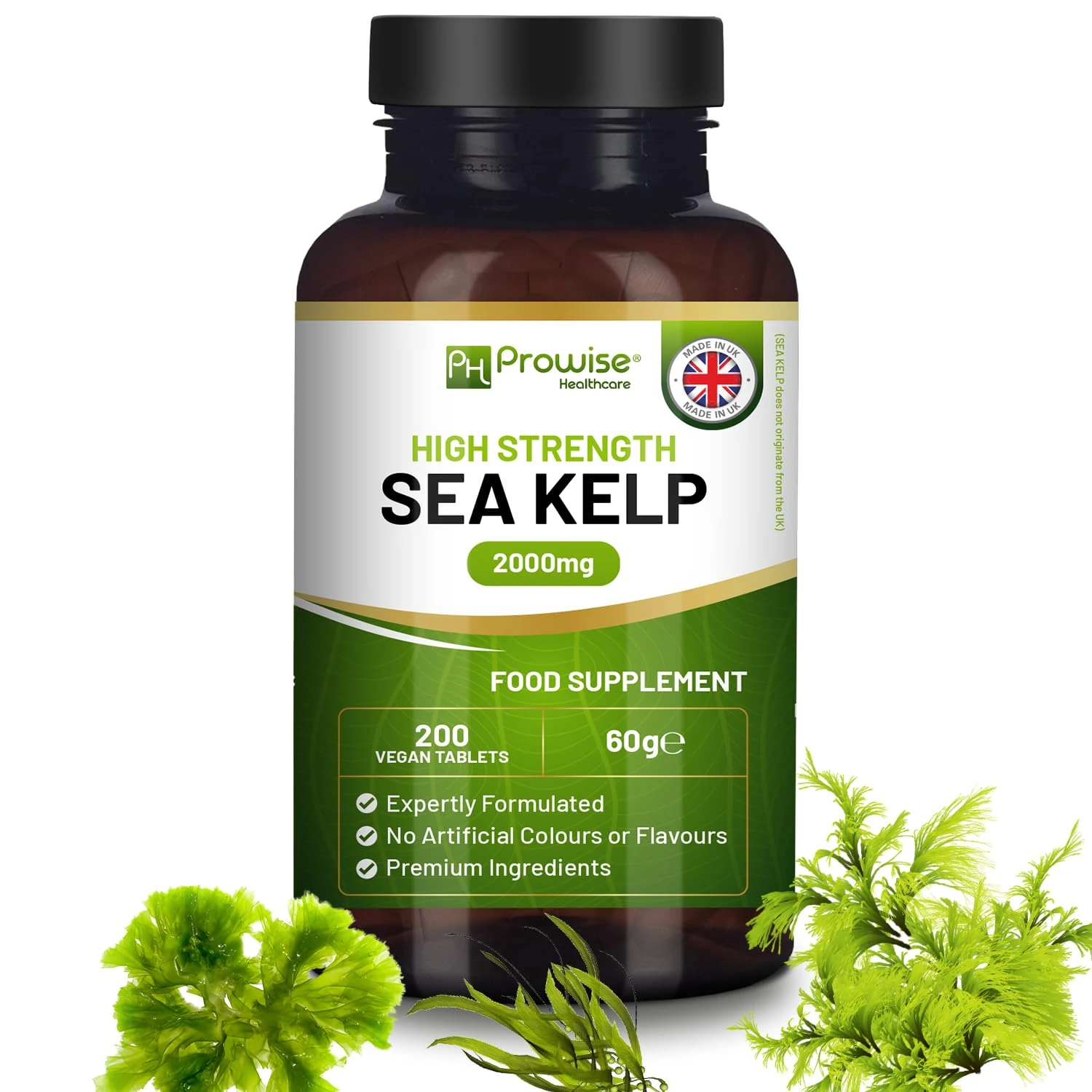 Sea Kelp 2000mg 200 Vegan Tablets | Natural Source of Iodine | Premium Ingredients | Proudly Made in The UK by Prowise