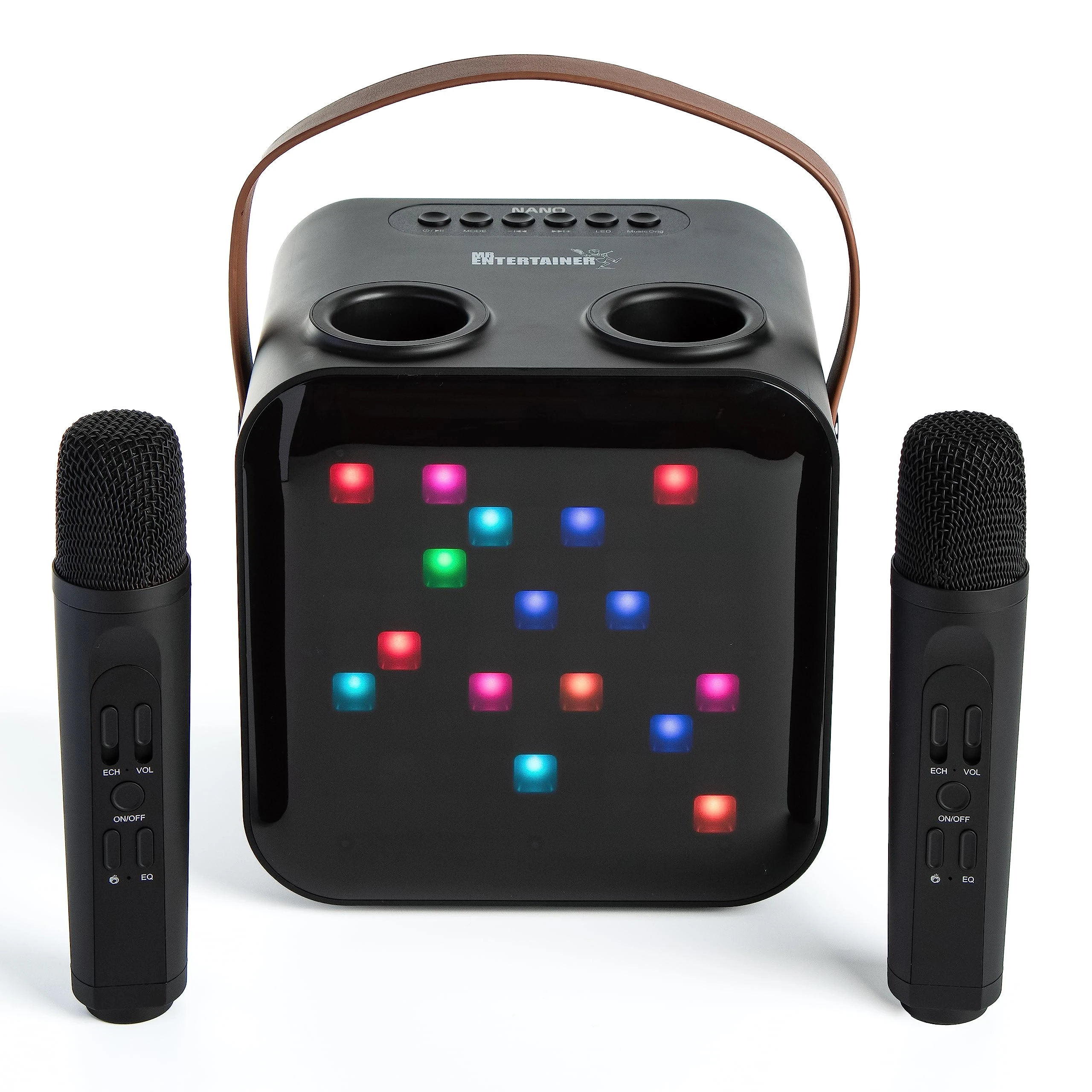 Karaoke Machine & Portable Speaker with Wireless Microphones & Lights. Mr Entertainer Nano