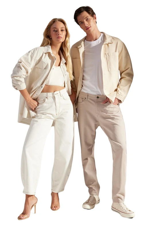 TRENDYOL White High Waist Barrel Jeans TWOSS23JE00295, White, 32, White, 6 - Image 1