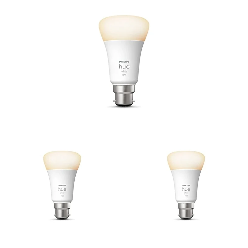 Philips Hue White Single Smart Bulb LED [B22 Bayonet Cap] - 1100 Lumens (75W Equivalent). Works with Alexa, Google Assistant and Apple Homekit (Pack of 3)
