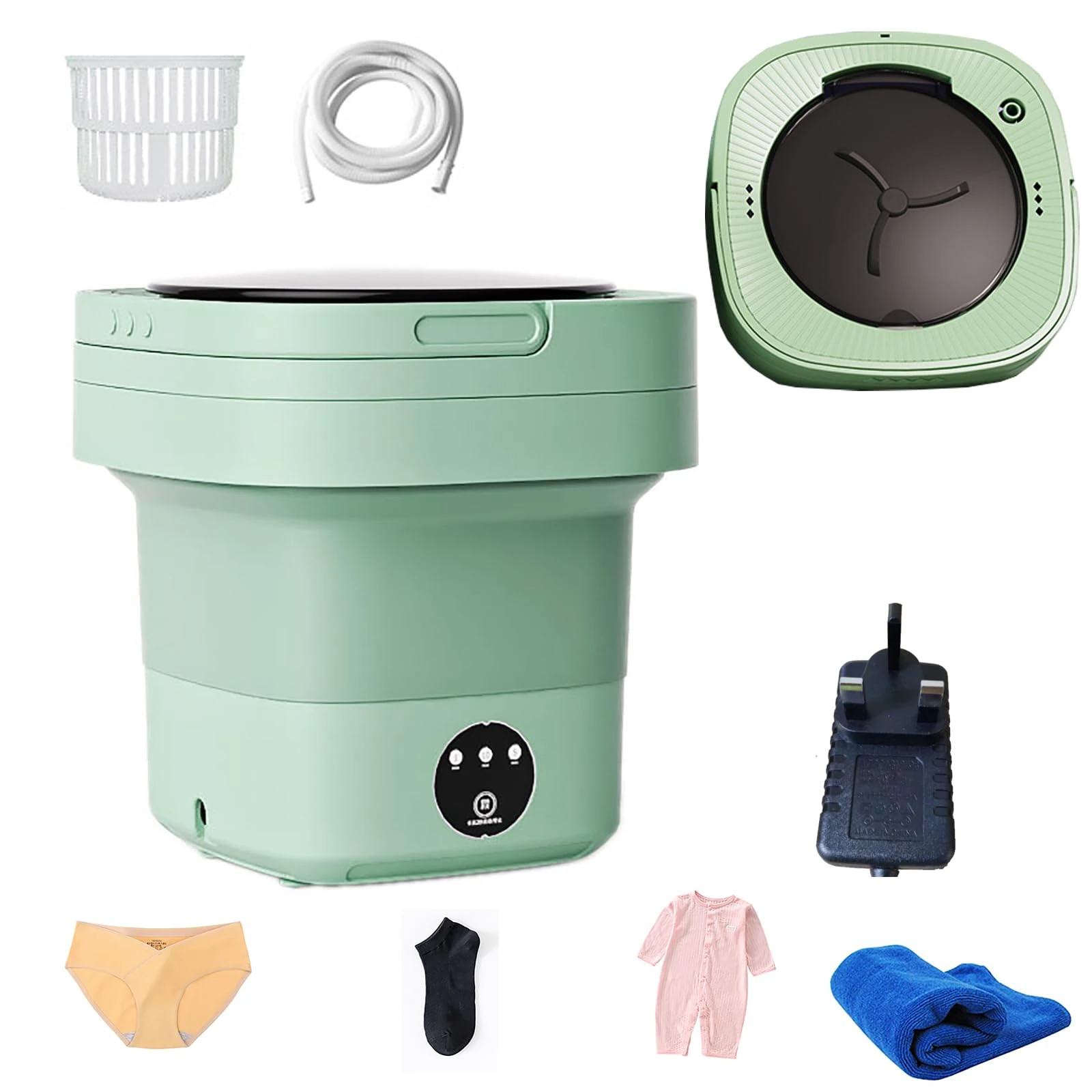 AFGSsm 12L mini washing machine, Portable washing machines with Drain Basket for Travel Apartments Dorms, Underwear Baby Clothes(Green)