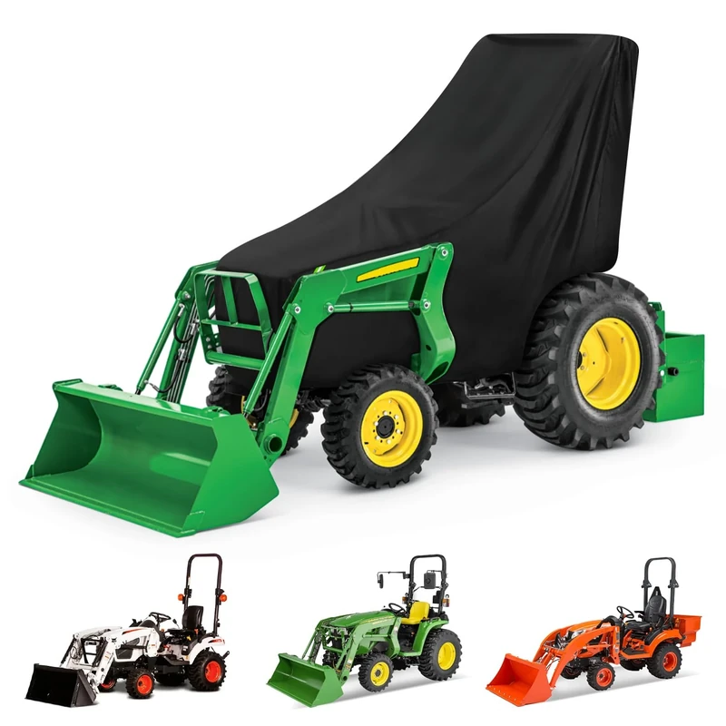 Waterproof Compact Utility Tractors Cover, 210T Sun Rain Dust Snow Protection Mower Cover With Cotton Lining for Kubota, Mahindra, Bobcat, John Deere 2320 2520 2720 3120 3320 3520 3720 3203 4105