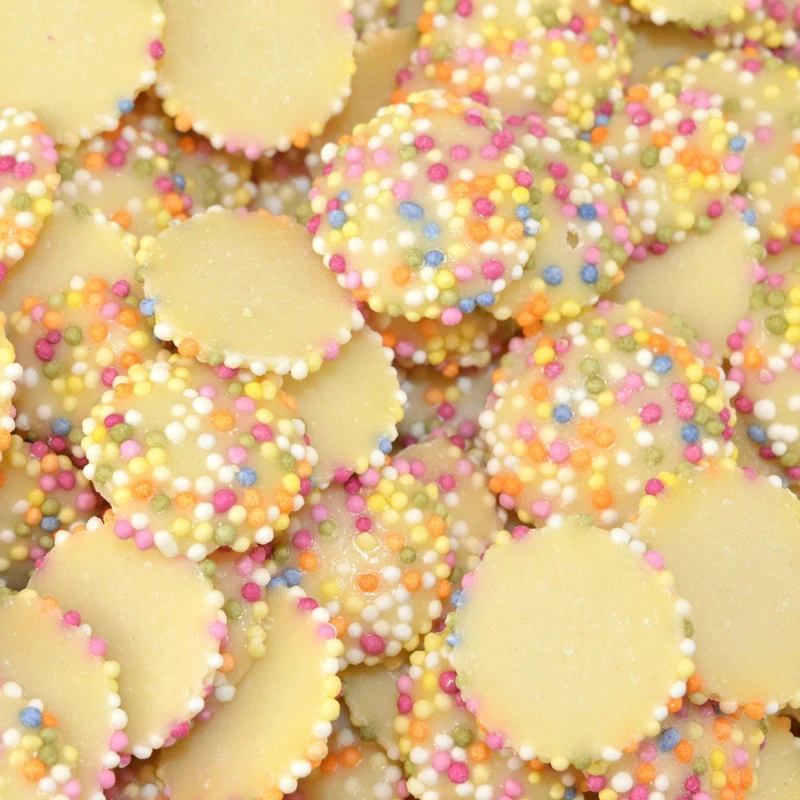 Jazzies - Snowies - White Chocolate Jazzles - 1 Kilo Bulk Bag - 1KG - Assorted Sweet Pick and Mix for Parties, Gifts, and Sharing.
