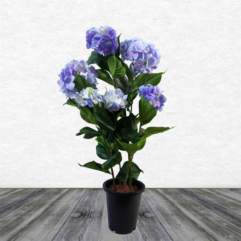 Leaf Artificial Hydrangea Flowering Plant Blue