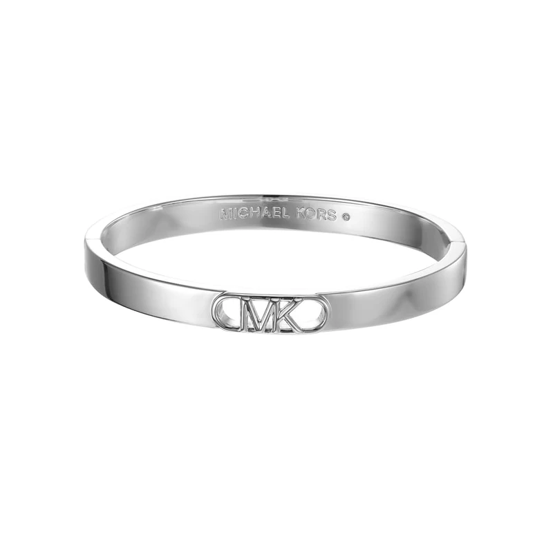 Michael Kors Women's Premium MK Statement Link Platinum-Plated Empire Link Bangle Bracelet, MKJ828700040