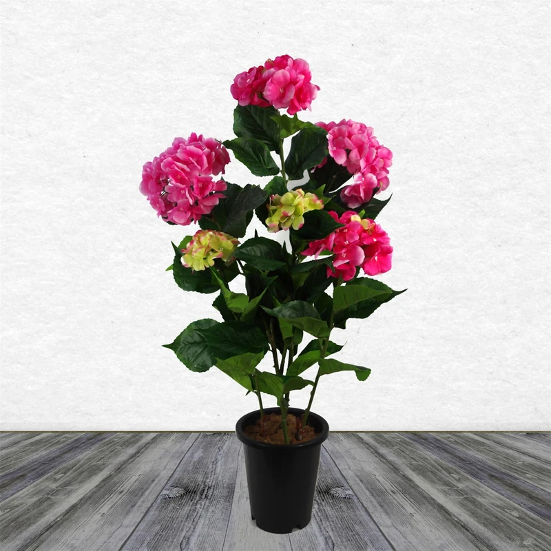 Leaf Artificial Hydrangea Flowering Plant Pink