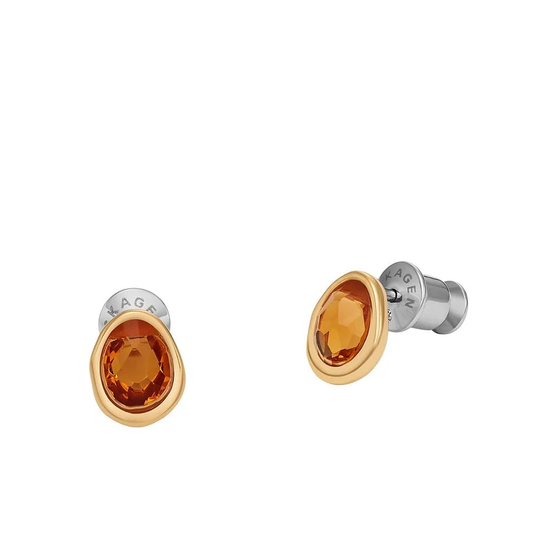 Skagen Women's Gold tone Stainless Steel or Semi- Precious with post closure Earrings, Orange