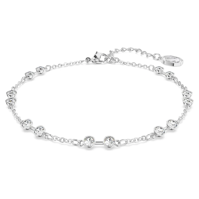 Swarovski Remix Collection strand, Round cut, White, Rhodium plated
