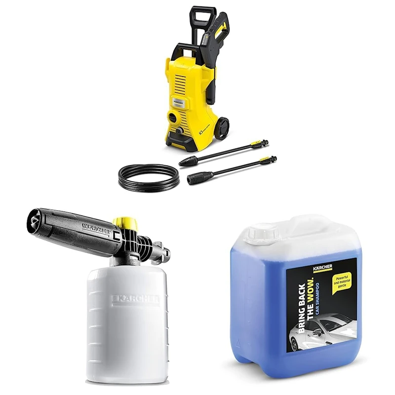 Kärcher K 3 Power Control high pressure washer & Kärcher FJ6 Foam Nozzle - Pressure Washer Accessory & Kärcher 5 L Canister Pressure Washer Detergent, Car Shampoo