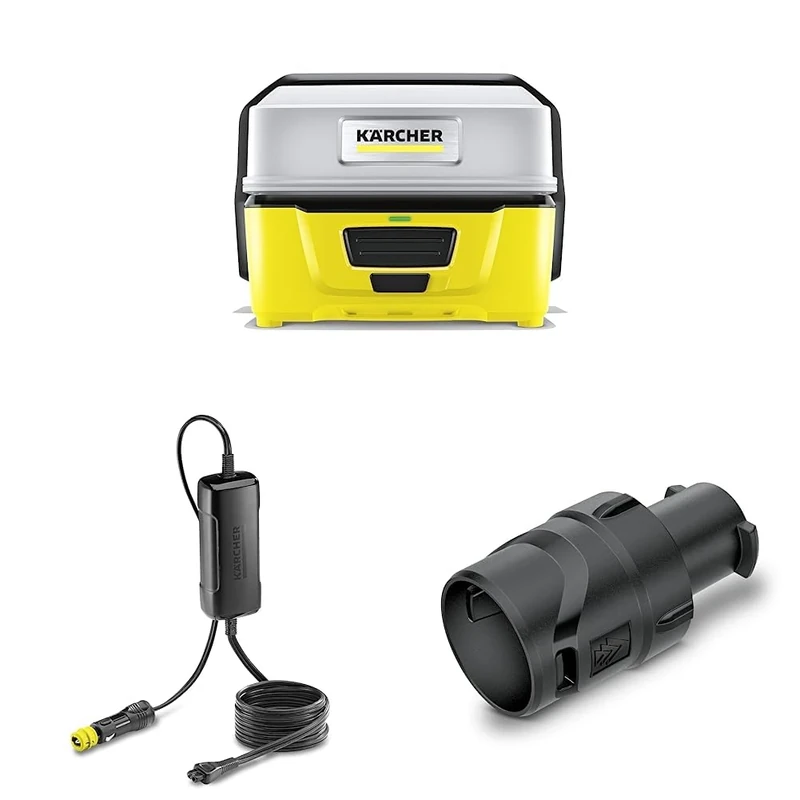 Kärcher OC3 Portable Cleaner With in Car Adaptor and Cone Shower Spray Nozzle for Outdoor Cleaning, Black