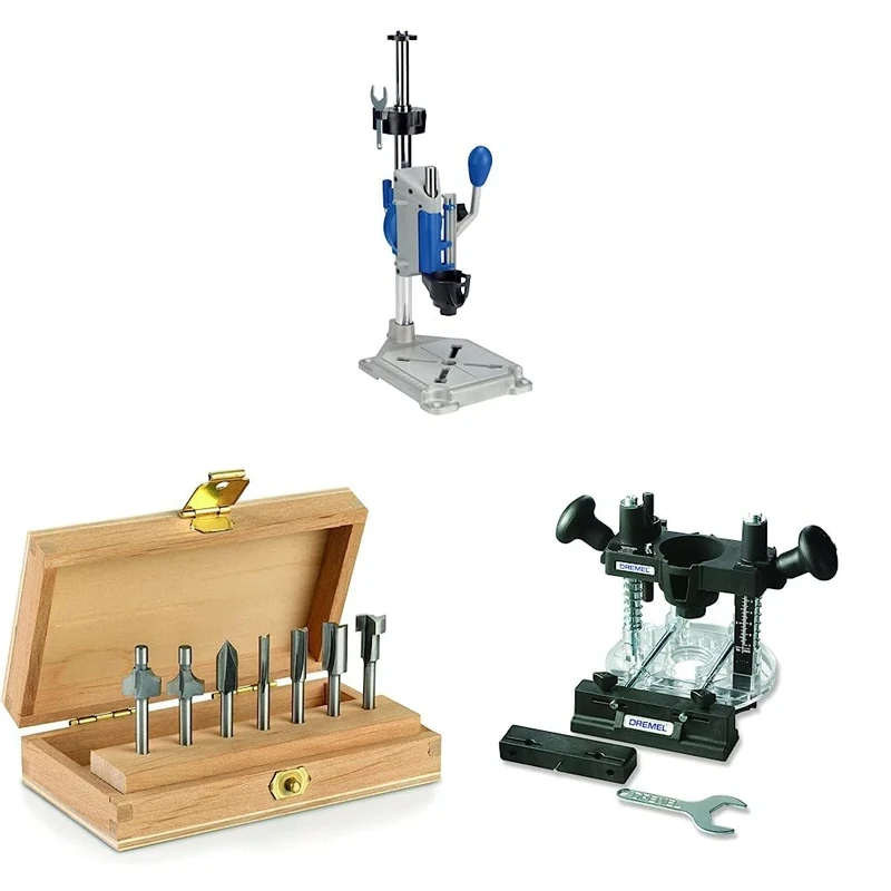 Dremel 220 Workstation - 2-in-1 Multi-Purpose Drill Press & Rotary Tool, 7 Multipurpose Router Bits & Plunge Router Attachment
