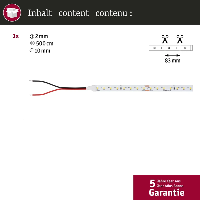 Paulmann 76019 Pro LED Strip Silver P75 865 5m 23W 750lm/m 96 LEDs/m 6500K LED Strip