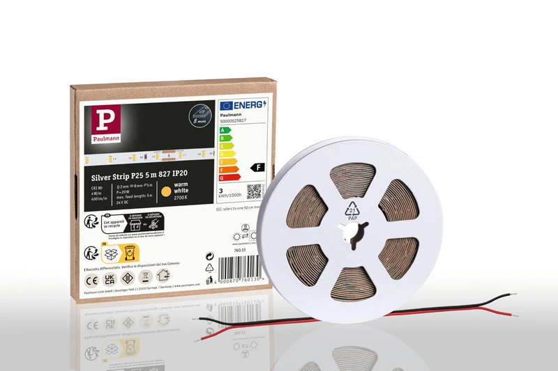 Paulmann 76013 Pro LED Strip Silver P25 827 5m 20W 400lm/m 60 LEDs/m 2700K LED Strip