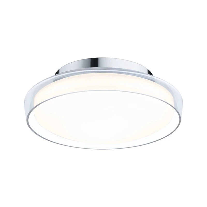 Paulmann 71078 LED Ceiling luminaire Selection Bathroom Luena IP44 3000K 600lm 230V 11.5W Glass, Chrome Bathroom luminaire