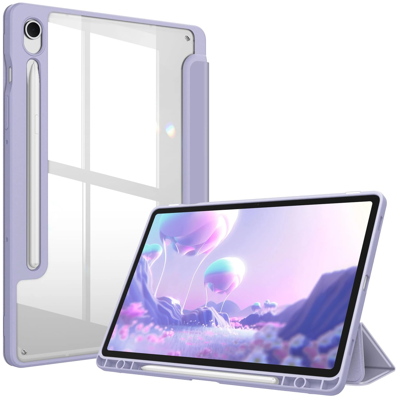 FINTIE Hybrid Slim Case for Samsung Galaxy Tab S10 Lite/ S10 FE 2025/ S9 FE 10.9 Inch/ S9 11 Inch 2023 with S Pen Holder, Shockproof Cover with Clear Back Shell, Auto Wake/Sleep, Lilac Purple