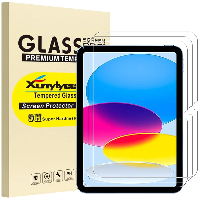 XunyLyee 3-Pack, Screen Protector for iPad A16 11th/10th Generation (2025/2022 Model) Bubble Free Tempered Glass Film Easy Installation