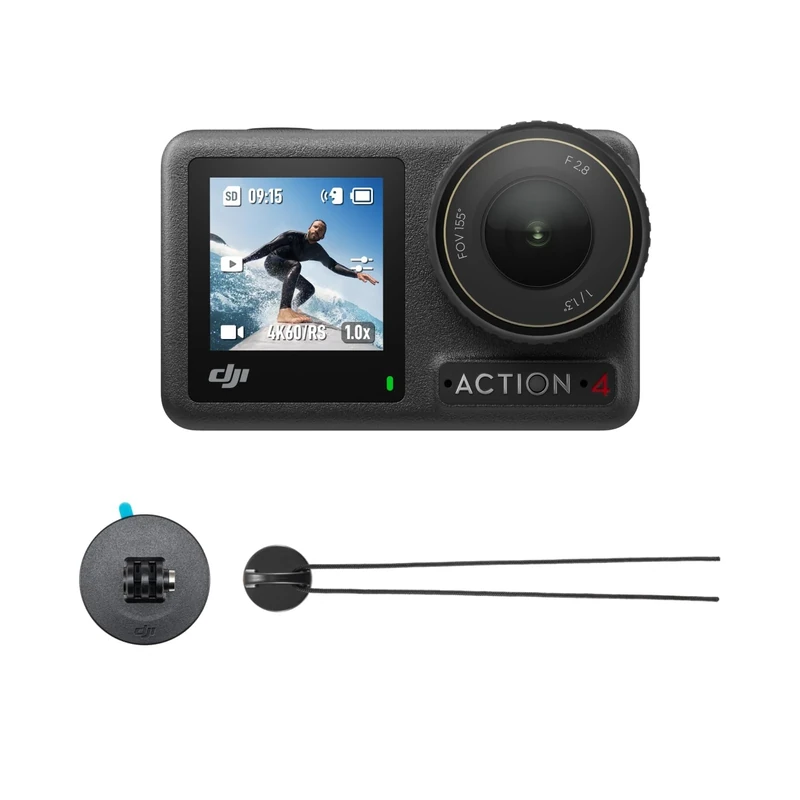 DJI Osmo Action 4 Surfing Combo - Waterproof Action Camera with Surfing Tether that Provides Camera Safety, has a 1/1.3-Inch Sensor, Stunning Low-Light Imaging, 4K/120fps, Wet Touch Screen Operation
