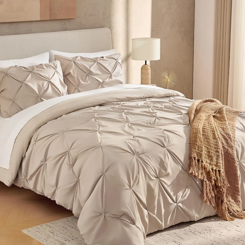 Andency Twin Pinch Pleat Wheat Comforter Set 2 Piece Bedding