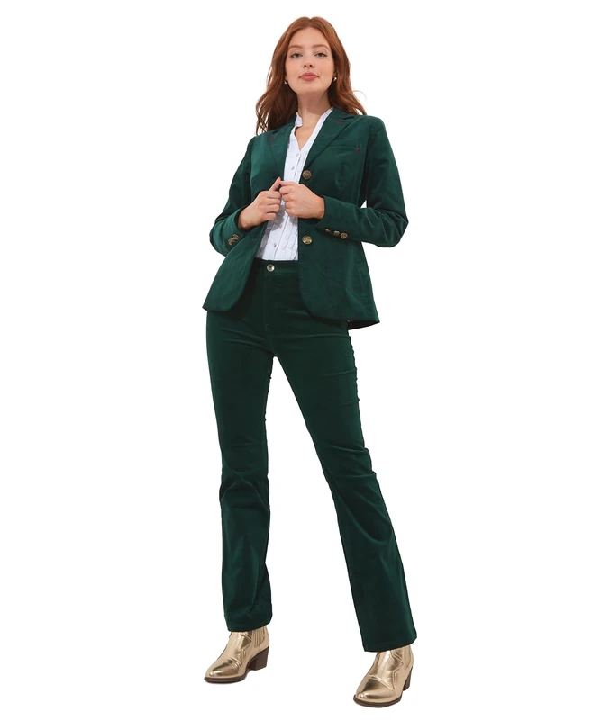 Joe Browns Women's Teal Velvet Moleskin Bootcut Trousers, Green, 6