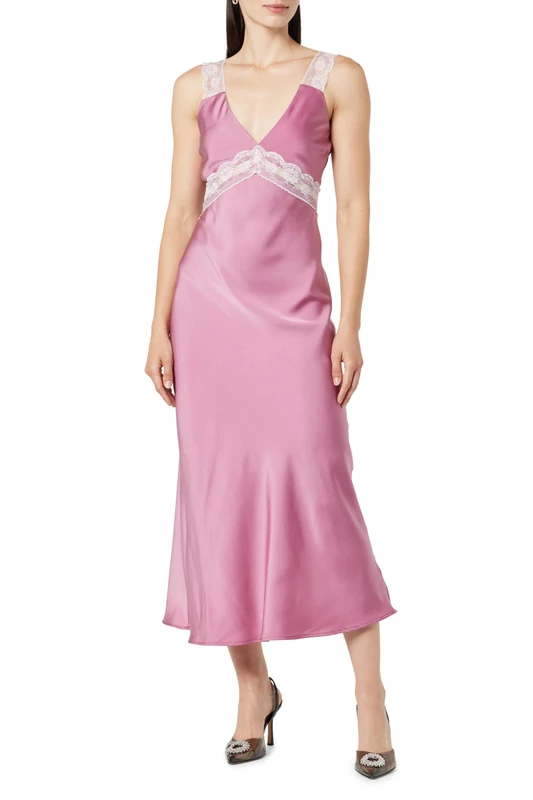 The Drop Valentina Lace-Trimmed Slip Dress, Sellow Mauve, S