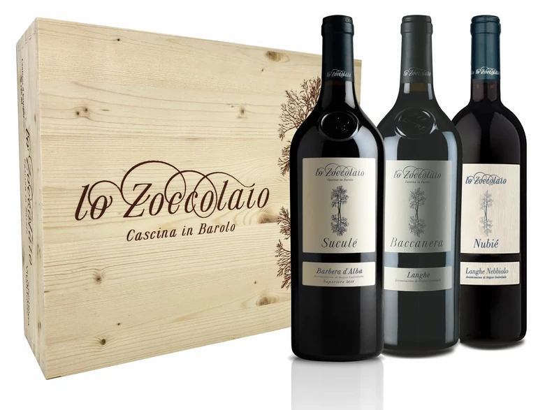 Lo Zoccolaio Wood Case - Barbera D'Alba+Langhe Rosso+Langhe Nebbiolo - Red Dry Wine - Luxury Red Wine - Gifts for Women - Mum - 3 x 750 ml