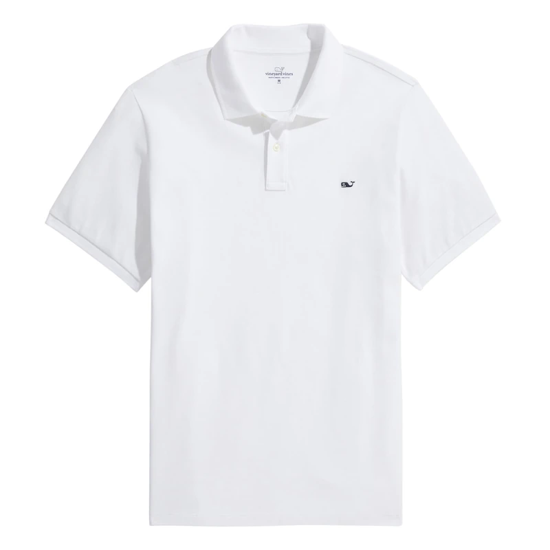 Vineyard Vines Men's Heritage Pique Polo Shirt, White Cap, Medium