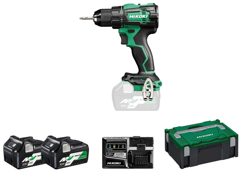 HIKOKI Akku Bohrschrauber DS18DEWRZ, Bohrfutterweite: 1.5-13 mm (18V, 5.0 Ah Li-ion Akku, Max. Festdrehmoment (hart): 140 Nm, Leerlaufdrehzahl 2.Gang: 0-2000 min-1, Brushless) Zubehind ör im HSCC II