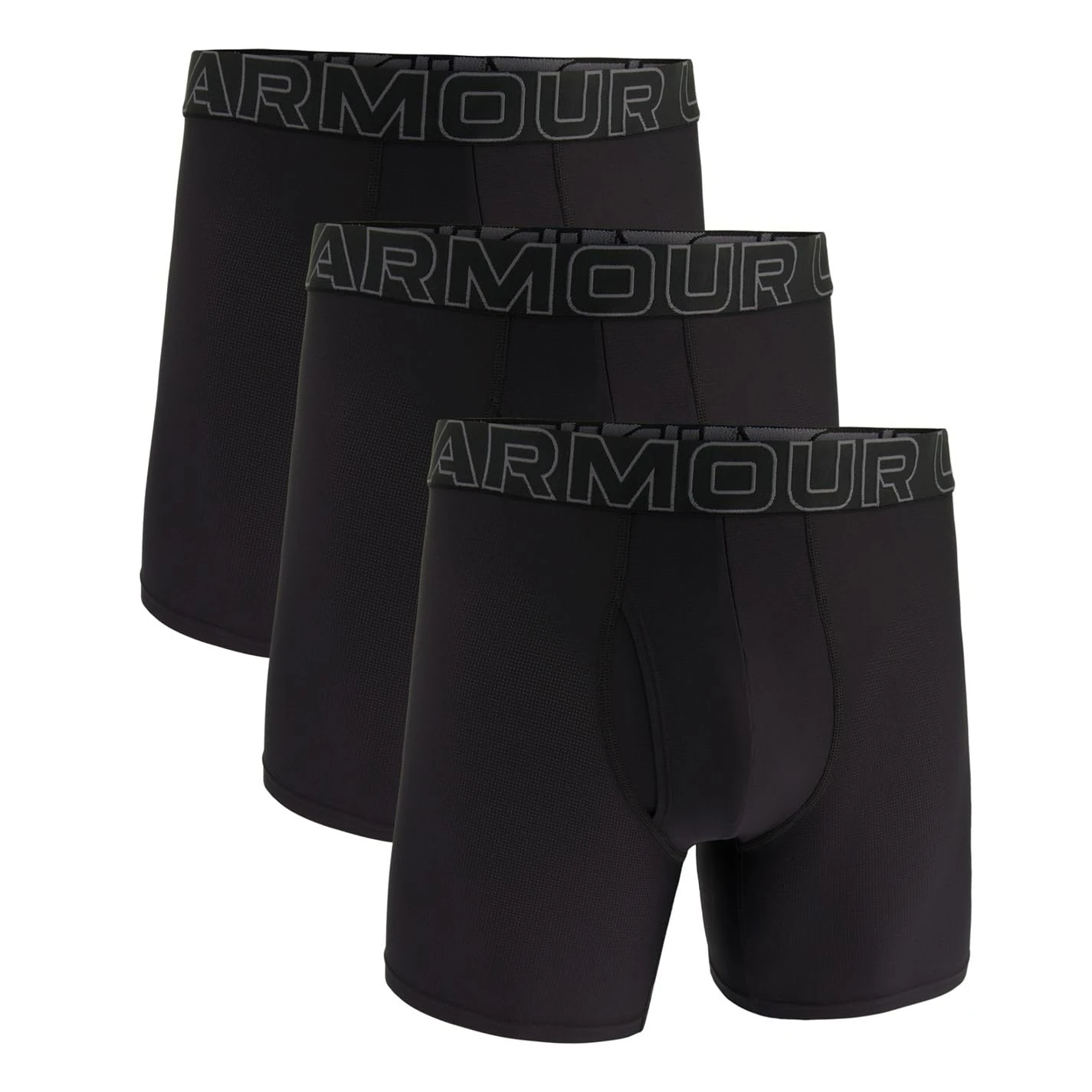 Under Armour Men's 3-Pack Performance Tech Mesh Boxer Brief, 6" Inseam – Breathable, Moisture Wicking, Soft Touch, All-Day Comfort Black