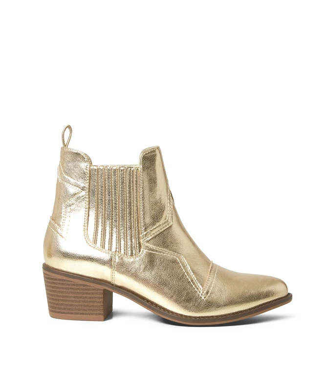 Joe Browns Women's Gold Metallic Western Ankle Boots, Gold, 3