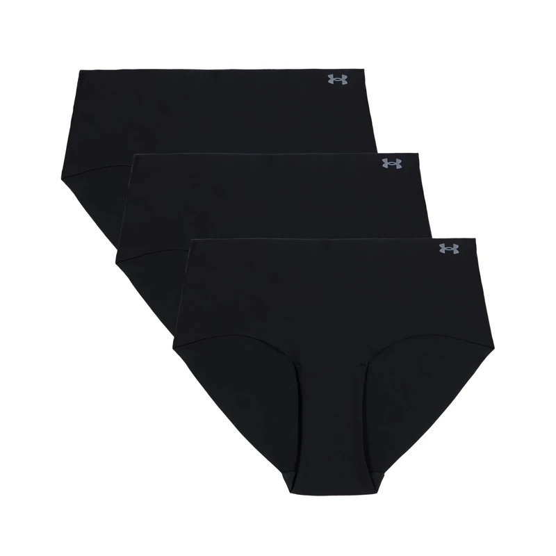 Under Armour Women's 3-Pack Pure Stretch No Show Hipster Underwear – Seamless Invisible Fit, No VPL, Ultra-Soft, All-Day Comfort - Black