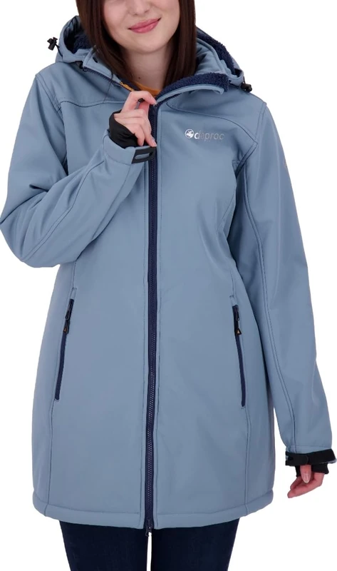 Deproc Active Keele Peak Women's Lined Softshell Coat, Short Coat with Removable Hood, Softshell Jacket, Transition Jacket, Citadel, 46
