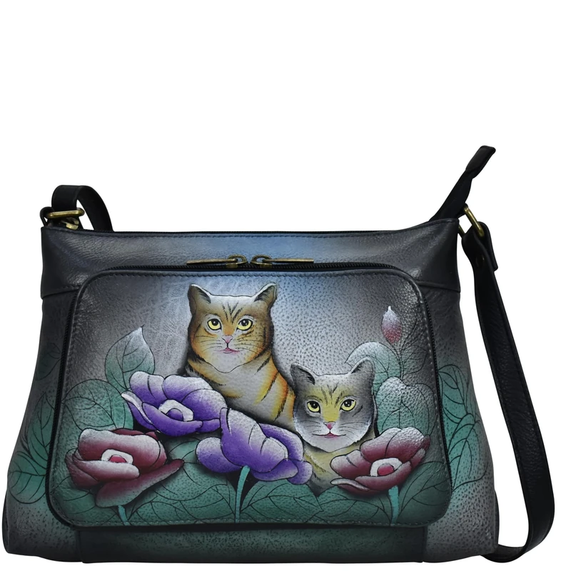Anna by Anuschka Women's Crossbody Organizer, Two Cats Grey, One Size