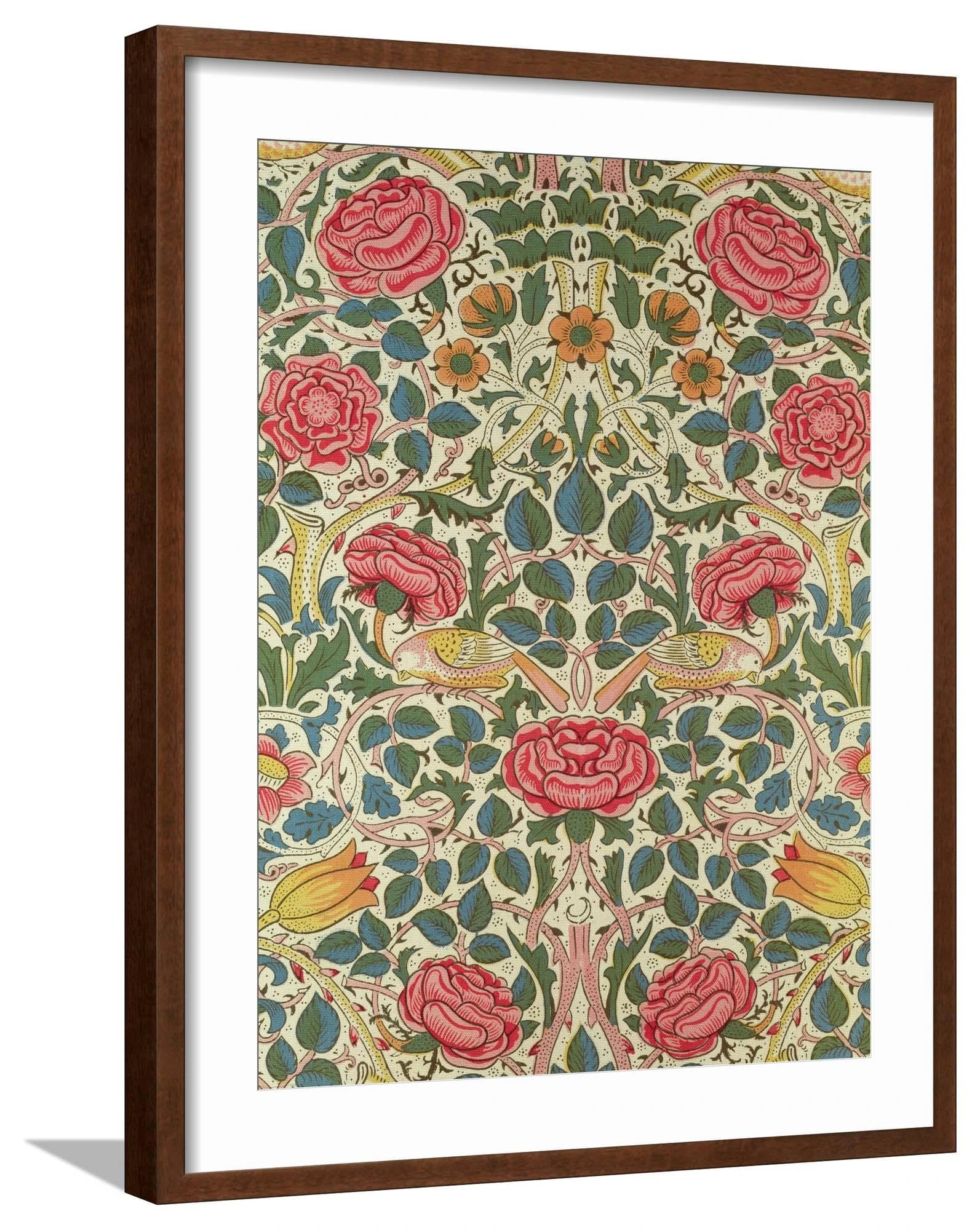 ART.COM Framed Wall Art Prints Rose, 1883 by William Morris, Botanical Decor, 18" x 24", Espresso Frame with White Mat