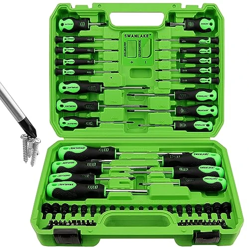 86-Piece Magnetic Screwdriver Set,Includes Slotted/Phillips/Torx Mini Precision Screwdriver, Replaceable Screwdriver Bits and nut Drivers with Sturdy Tool Box