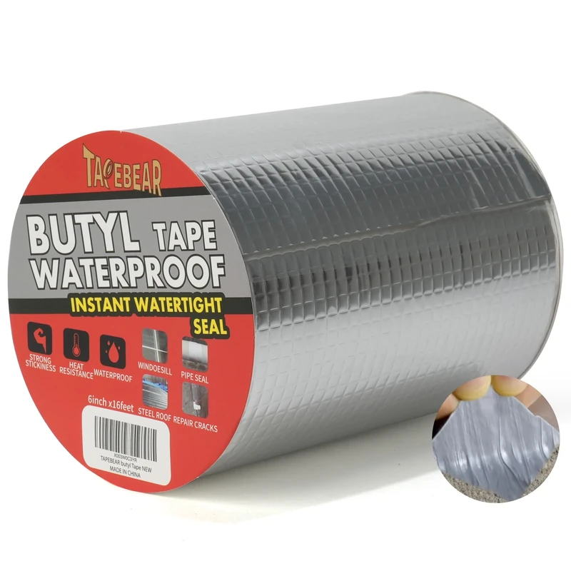 TAPEBEAR Butyl Tape Waterproof Sealing Tape 150mm x 5m, Upgraded Aluminum Foil Tape Heavy Duty for RV Repair, Awning, Window, Glass & EDPM Roof Leak Patching, Boat and Pipe Sealing, Silver