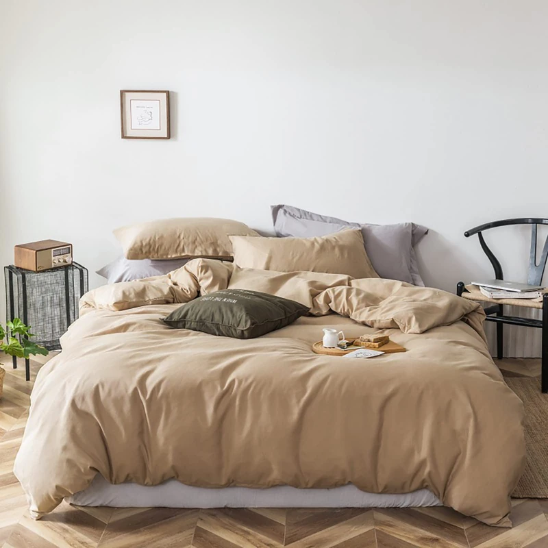 Cottonight Champagne Comforter Set Queen Beige Khaki Bedding Comforter Set Full Solid Taupe Blanket Quilts Cotton Soft Breathable Beige Sand Color Deep Champagne Modern Comforter Set for Women Men