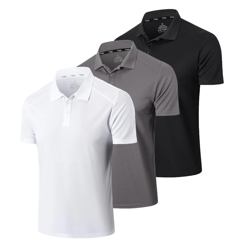 Gaiatiger 3 Pack Mens Polo Shirts Short Sleeve Quick Dry Lightweight Golf Casual Collared Tops Breathable Moisture Wicking Work Shirts（0427） Black Grey White-M - Image 1