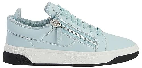 Giuseppe Zanotti Low Top Sneakers - Light Blue Leather with Blue Metal